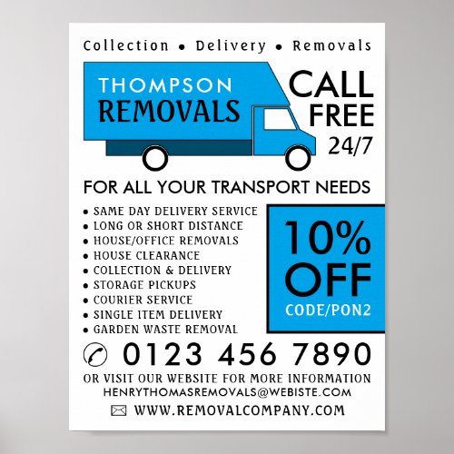 Blue Removal Van Removal Company Advertising Poster