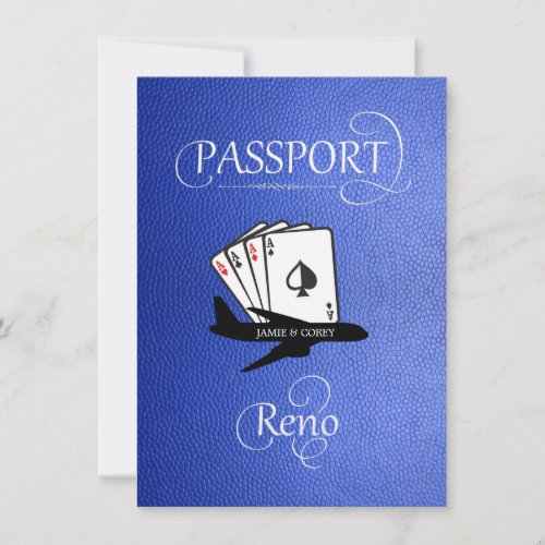 Blue Reno Passport Save the Date Card