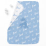 Blue repeat personalized name script & monogram baby blanket