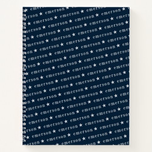 Blue Repeating Name Monogram Star Boy Notebook