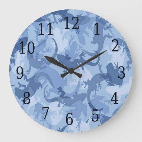 Blue Reptile Camouflage Round Clock