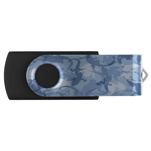 Blue Reptile Camouflage USB Flash Drive (Front)