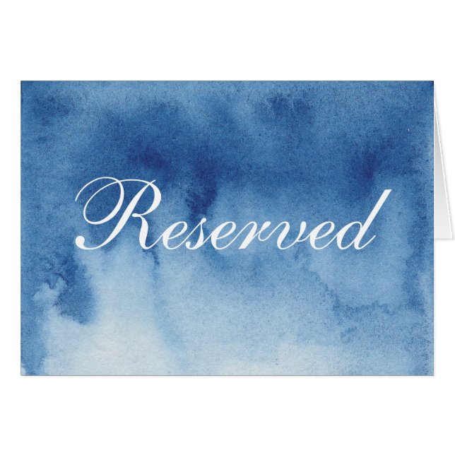 Blue reserved sign watercolor. Modern wedding (Front Horizontal)
