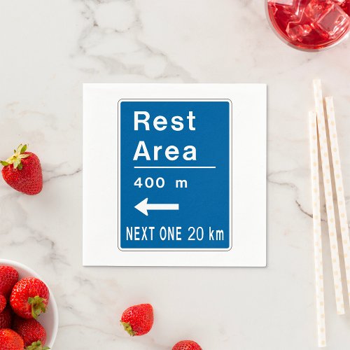 Blue Rest Area Road Sign Paper Napkins