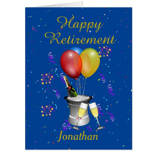 Blue Retirement Celebration Big Card (Front)
