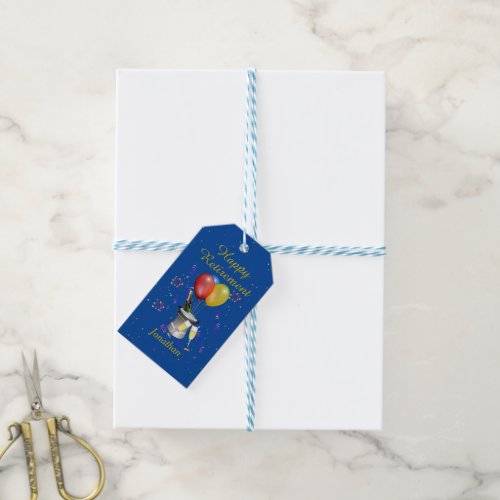 Blue Retirement Celebration Gift Tags