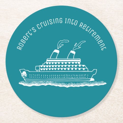 Blue Retirement Cruising Round Paper Coaster