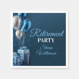 Blue Retirement Party Balloon Gifts Napkins