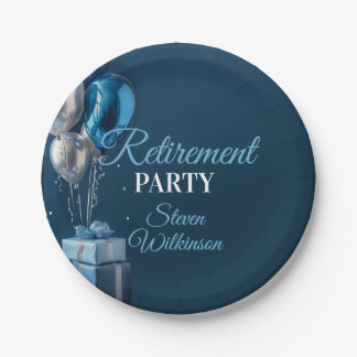 Blue Retirement Party Balloon Gifts Paper Plates