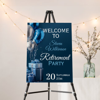 Blue Retirement Party Balloon Gifts Welcome Foam Board