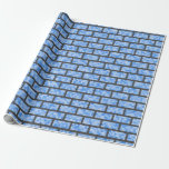 [ Thumbnail: Blue Retro 8-Bit Graphics Style Bricks Wrapping Paper ]