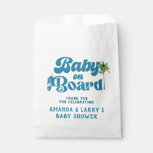 Blue Retro Baby On Board Surf Baby Shower  Favor Bag