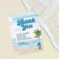 Blue Retro Baby On Board Surf Baby Shower  Thank You Card