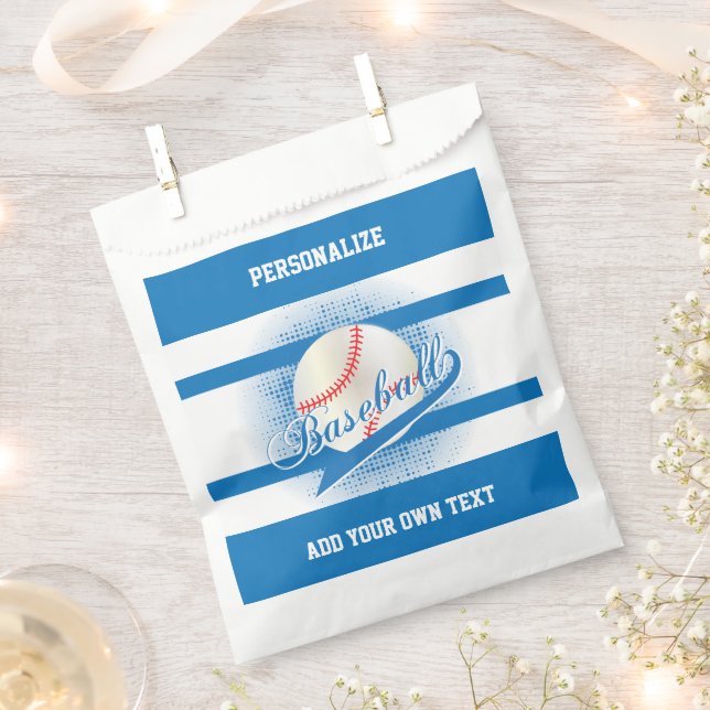 Blue Retro Baseball ⚾ Style Favor Bag (Clipped)