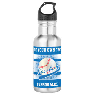 Blue Retro Baseball Style Stainless Steel Water Bottle
