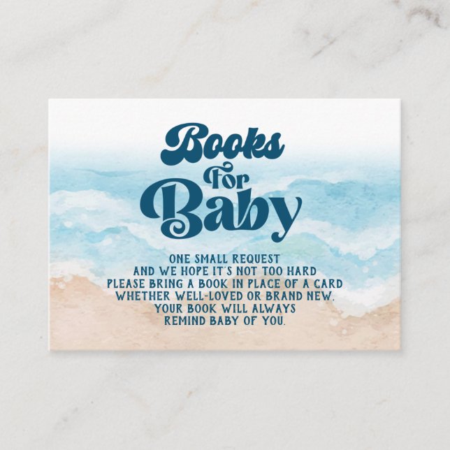 Blue Retro Beach Book Request Enclosure Card (Front)
