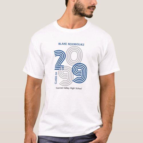 Blue Retro Big Numbers Class of Senior T_Shirt