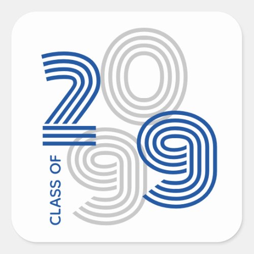 Blue Retro Big Numbers Class of Square Sticker