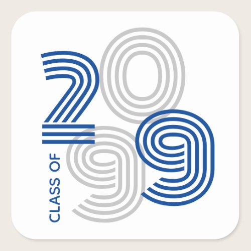 Blue Retro Big Numbers Class of Square Sticker