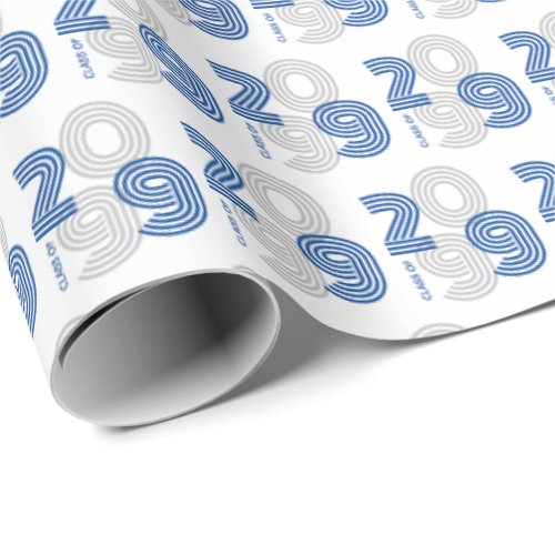 Blue Retro Big Numbers Class of Wrapping Paper