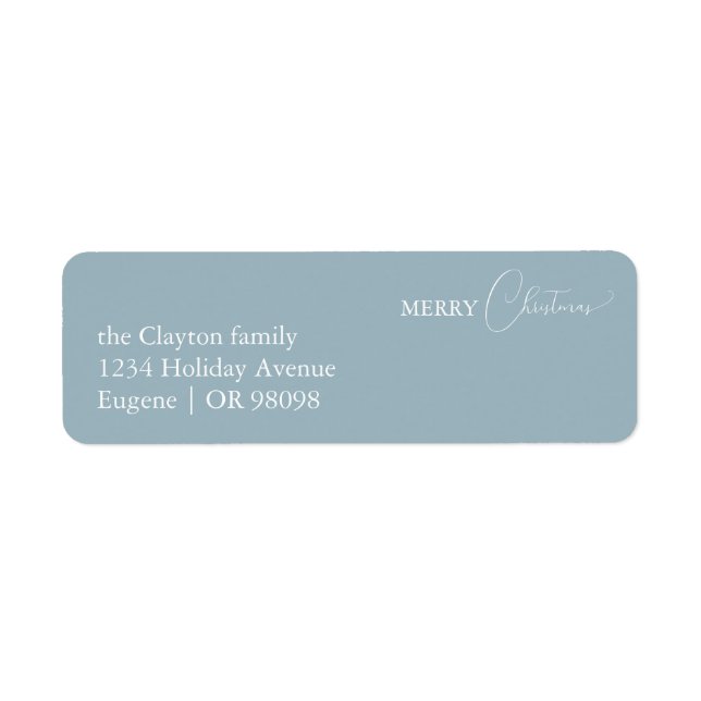 Blue Retro Boho Minimalist Christmas Address Label (Front)