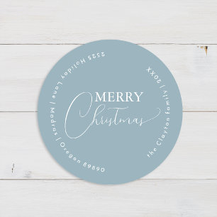 Blue Retro Boho Minimalist Christmas Envelope Seal