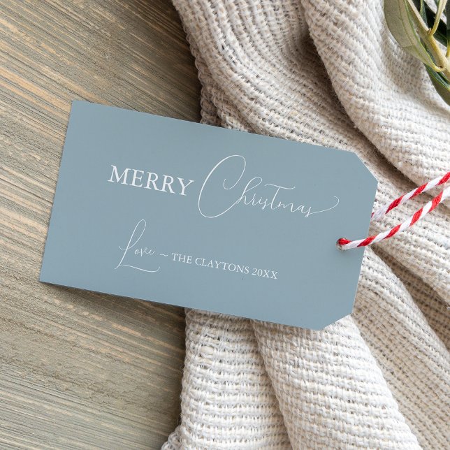 Blue Retro Boho Minimalist Christmas Gift Tags (Creator Uploaded)