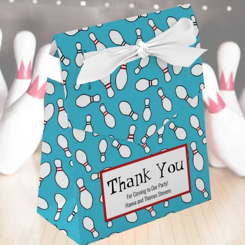 Blue Retro Bowling Theme Party  Favor Boxes