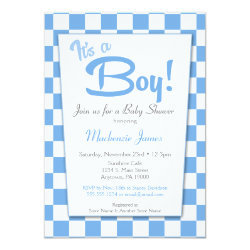 Blue Retro Boy 50s Vintage Baby Shower Invitation