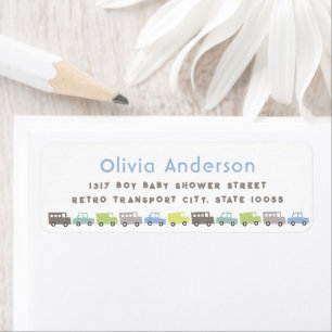 Blue Retro Boys Toys Fun Kid's Birthday Address Label