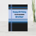 Blue Retro Brother Birthday Card<br><div class="desc">Birthday card for brother with fun blue and black retro pattern and thoughtful verse.</div>