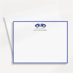 Blue Retro Car Nursery Note Card