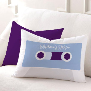 Blue Retro Cassette Tape Lumbar Pillow