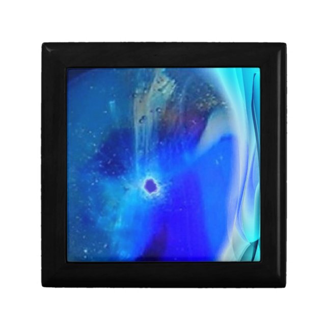 Blue Retro Collage Abstract Giftbox Jewelry Box (Front)