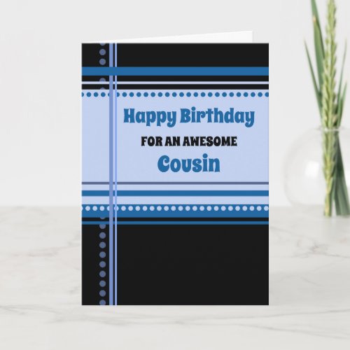 Blue Retro Cousin Birthday Card