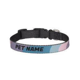 Blue Retro Curves Customized Cat Dog Name Colorful Pet Collar