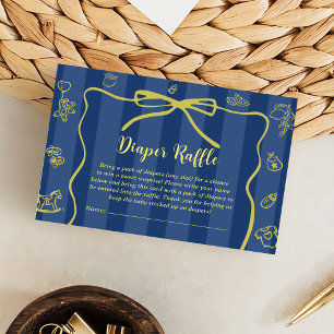 Blue Retro Cute Diaper Raffle Lemons Baby Shower Enclosure Card