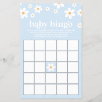 Blue Retro Daisy Baby Shower Bingo Flyer