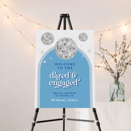 BLUE Retro Disco Groove Bridal Shower Welcome Foam Board