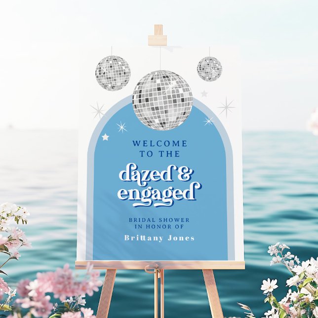 BLUE Retro Disco Groove Bridal Shower Welcome Foam Board (Creator Uploaded)