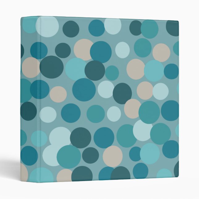 Blue Retro Dots Recipe Office School Binder (Front/Spine)