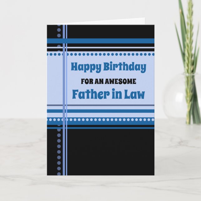Blue Retro Father in Law  Birthday Card (Front)