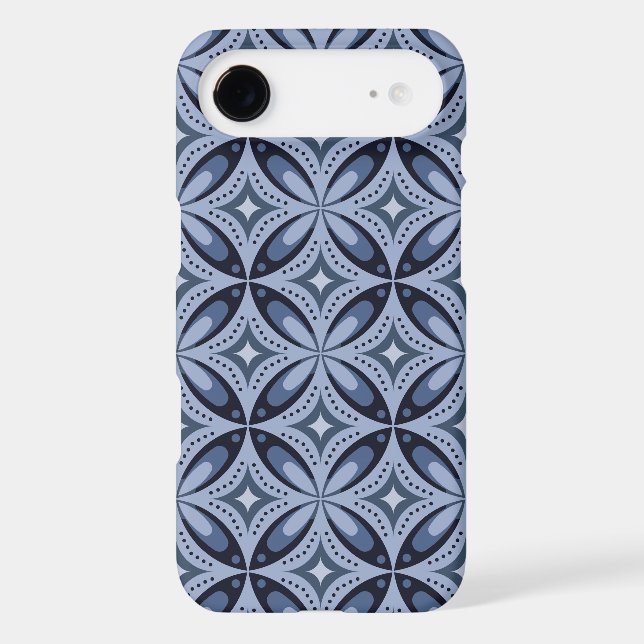 Blue Retro Geometric Pattern Iphone Case (Back)