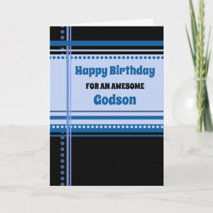 Blue Retro Godson Birthday Card