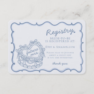 Blue Retro Heart Coquette Cake Registry Insert