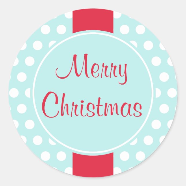 Blue Retro Merry Christmas Stickers (Front)