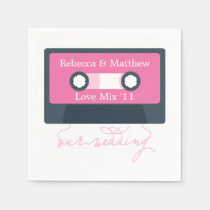 Blue Retro Mixtape Wedding Napkins