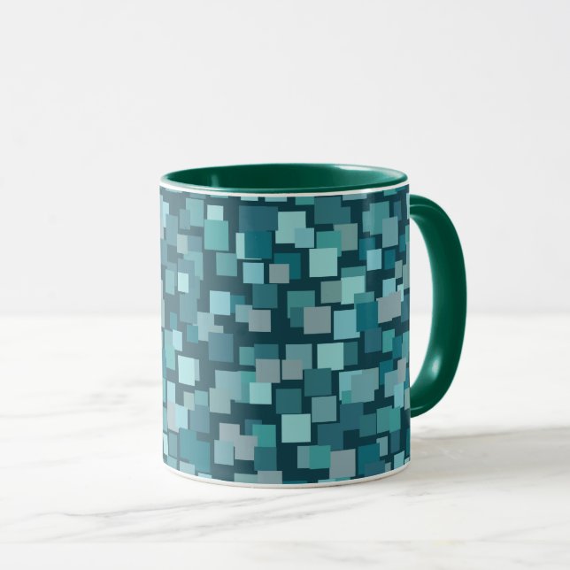 Blue Retro Mosaic Mug (Front Right)