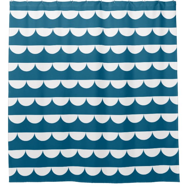 Blue Retro Nautical Shower Curtain (Front)