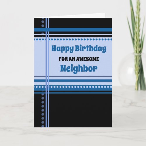 Blue Retro Neighbor Birthday Card